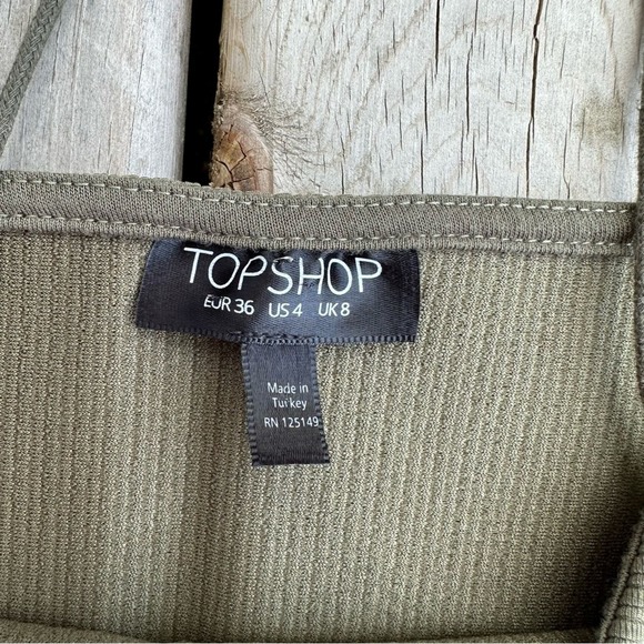 Topshop Dress Womens Bodycon Midi Textured Strappy Grunge Y2K Green 8 - Picture 6 of 13